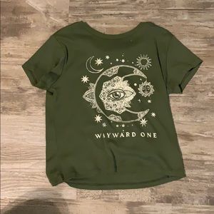 sage graphic crop top